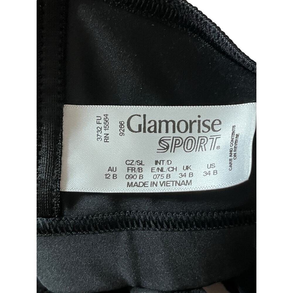 Glamorise Sport Bra 9266 Zip up front close black 34B - Picture 6 of 8